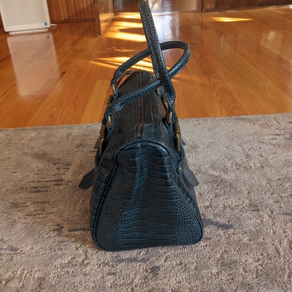 Longchamp leather medium satchel teal gently worn plenty of...